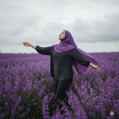 Lavender field, arms open, example result