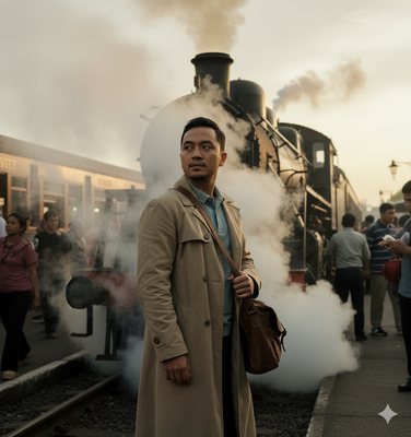 Steam train platform, example result