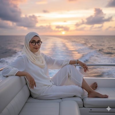 Luxury yacht sunset, example result