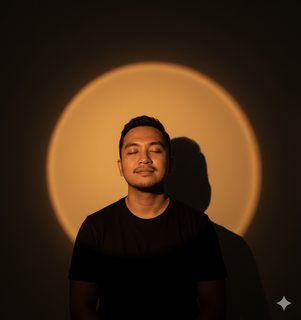 Golden spotlight halo, example result