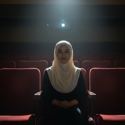 Alone in a vintage cinema, example result