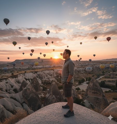 Hot air balloons over Cappadocia, example result